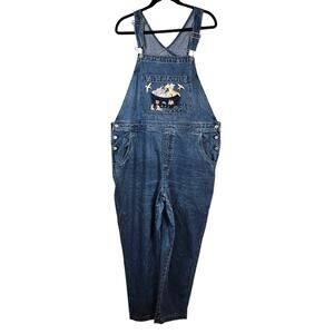 CJ Banks Overalls Women's 16W Denim Embroidered Noah's Ark Animals Casual